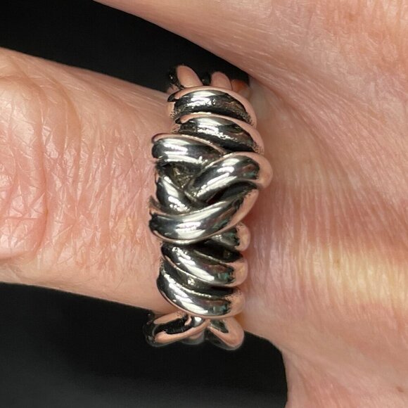 925 Sterling Stamped Twisted Knot Adjustable Boho Ring #1319 - Picture 7 of 13